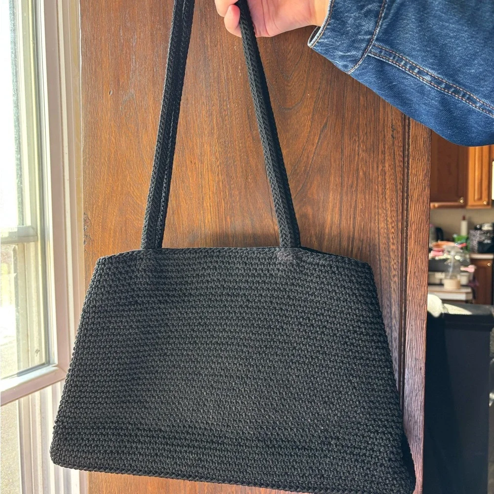 The Sak Y2K Black Crochet Knit Shoulder Bag 2000s Boho Purse - Picture 2 of 11